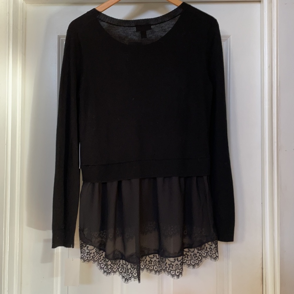 Chelsea 28 blk sweater with faux lace under shirt - Picture 7 of 10